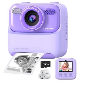 Purple Instant Print Camera with 32GB Memory